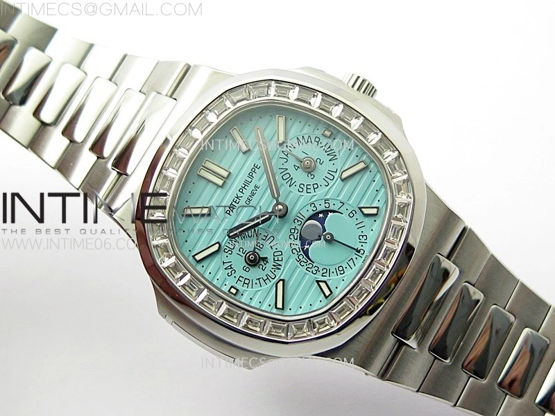 Nautilus 5740 T Diamonds Bezel SS TWF Best Edition Tiffany Blue Dial on SS Bracelet A240
