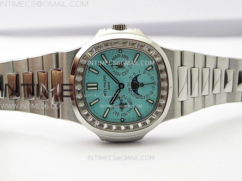 Nautilus 5740 T Diamonds Bezel SS TWF Best Edition Tiffany Blue Dial on SS Bracelet A240