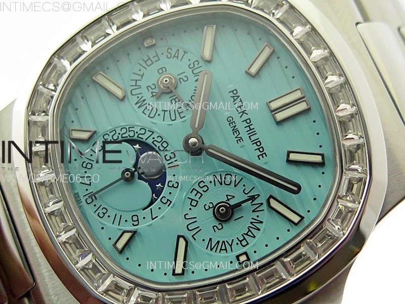 Nautilus 5740 T Diamonds Bezel SS TWF Best Edition Tiffany Blue Dial on SS Bracelet A240