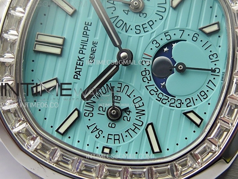 Nautilus 5740 T Diamonds Bezel SS TWF Best Edition Tiffany Blue Dial on SS Bracelet A240