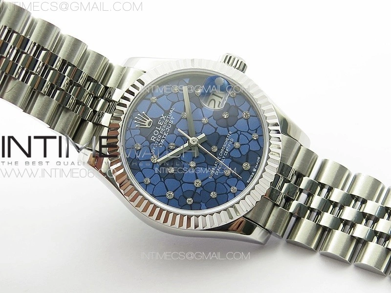 DateJust 31mm 72610 SS APSF Best Edition Blue Flowers Crystals Dial on Jubilee Bracelet A2824
