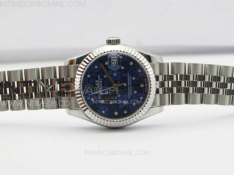 DateJust 31mm 72610 SS APSF Best Edition Blue Flowers Crystals Dial on Jubilee Bracelet A2824