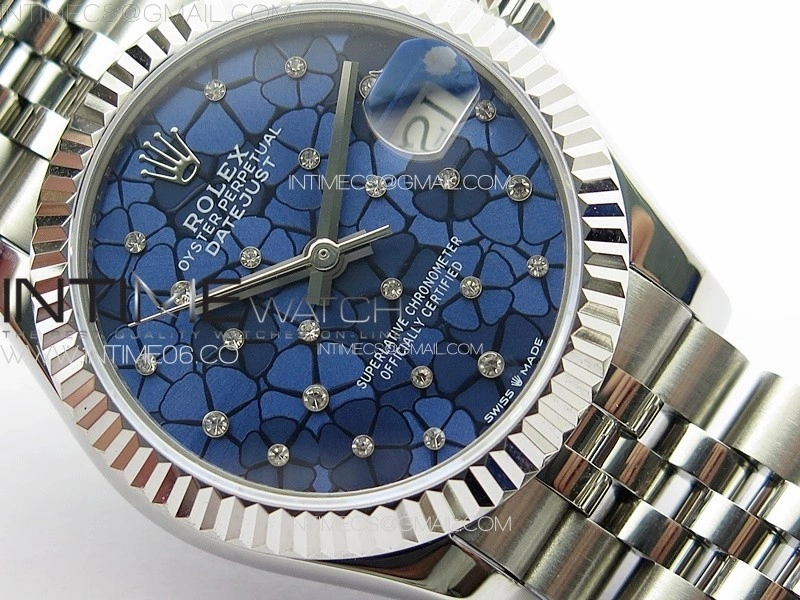 DateJust 31mm 72610 SS APSF Best Edition Blue Flowers Crystals Dial on Jubilee Bracelet A2824