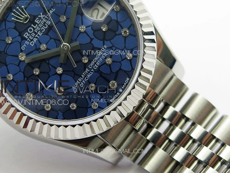 DateJust 31mm 72610 SS APSF Best Edition Blue Flowers Crystals Dial on Jubilee Bracelet A2824