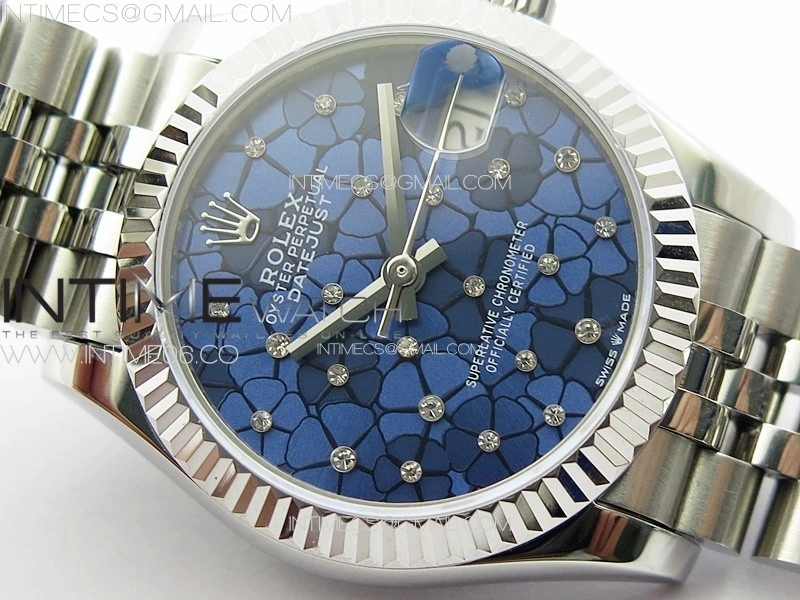 DateJust 31mm 72610 SS APSF Best Edition Blue Flowers Crystals Dial on Jubilee Bracelet A2824