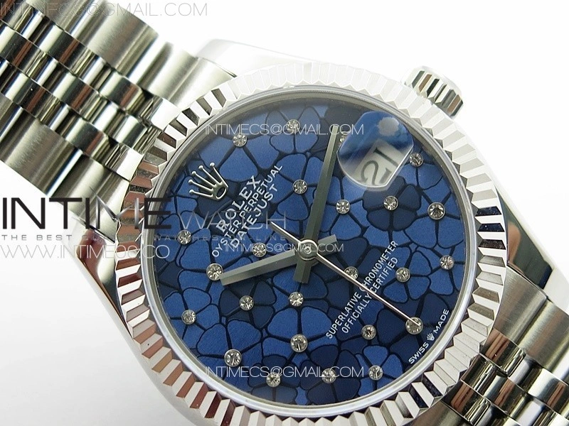 DateJust 31mm 72610 SS APSF Best Edition Blue Flowers Crystals Dial on Jubilee Bracelet A2824