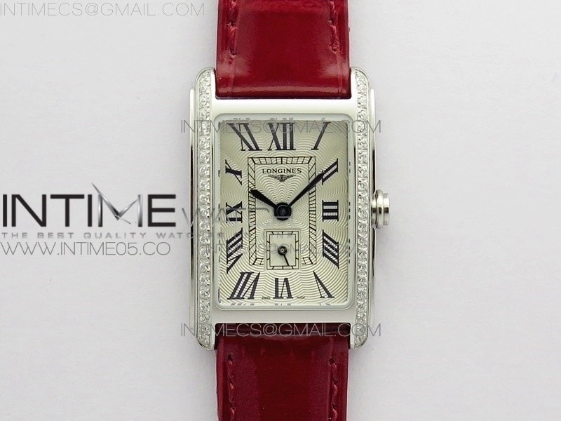 Doloevita SS Crystal Bezel 8848F 1:1 Best Edition Ivory White Textured Dial On Red Leather Strap Cal.L178.2