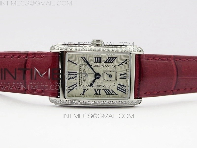 Doloevita SS Crystal Bezel 8848F 1:1 Best Edition Ivory White Textured Dial On Red Leather Strap Cal.L178.2