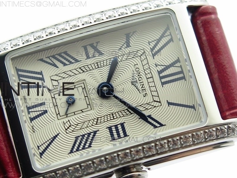 Doloevita SS Crystal Bezel 8848F 1:1 Best Edition Ivory White Textured Dial On Red Leather Strap Cal.L178.2