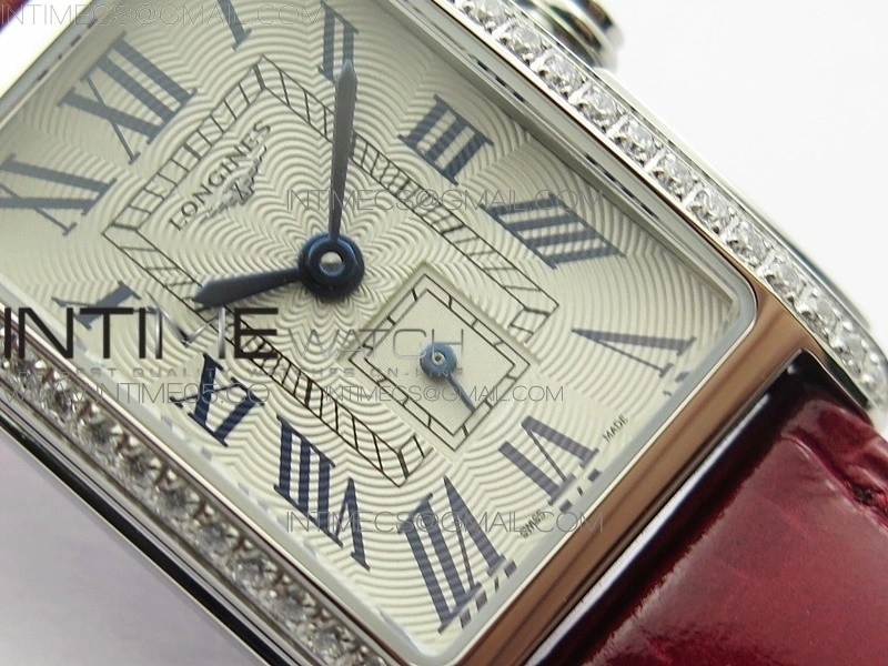 Doloevita SS Crystal Bezel 8848F 1:1 Best Edition Ivory White Textured Dial On Red Leather Strap Cal.L178.2
