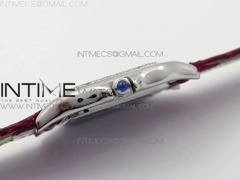 Panthère Secrete Ladies 27mm SS 8848F 1:1 Best Edition White Dial Diamonds Bezel on Red Croco Strap Ronda Quartz