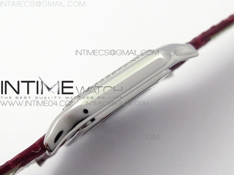 Panthère Secrete Ladies 27mm SS 8848F 1:1 Best Edition White Dial Diamonds Bezel on Red Croco Strap Ronda Quartz