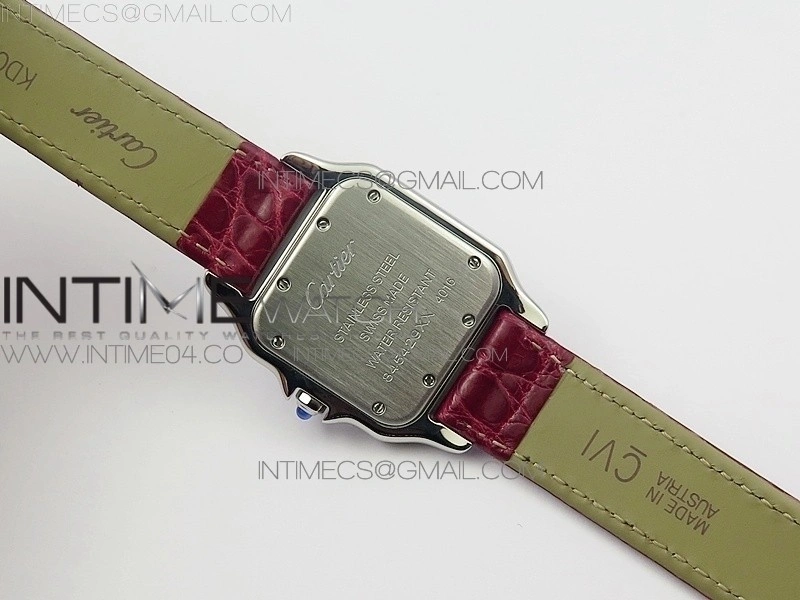 Panthère Secrete Ladies 27mm SS 8848F 1:1 Best Edition White Dial Diamonds Bezel on Red Croco Strap Ronda Quartz