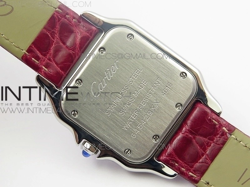 Panthère Secrete Ladies 27mm SS 8848F 1:1 Best Edition White Dial Diamonds Bezel on Red Croco Strap Ronda Quartz