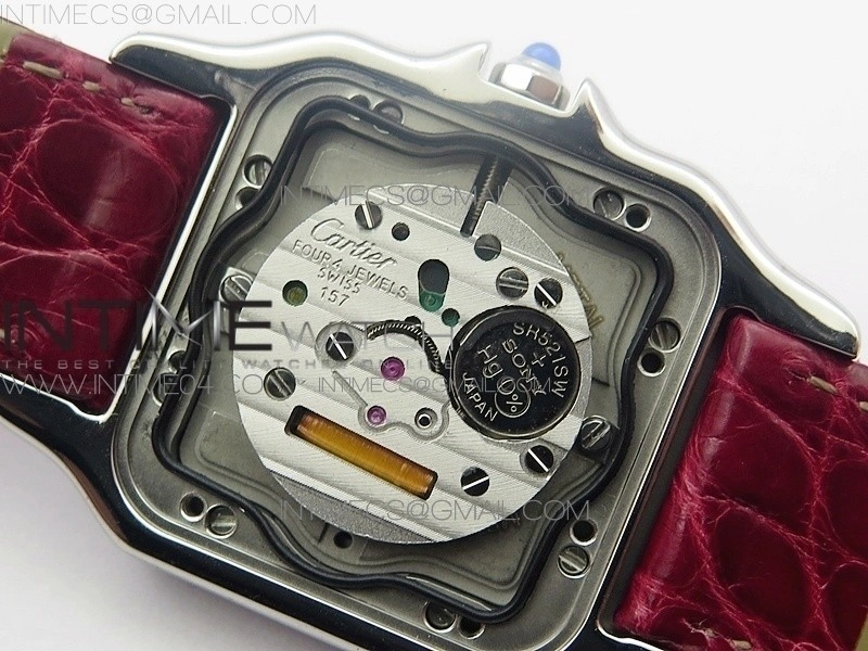 Panthère Secrete Ladies 27mm SS 8848F 1:1 Best Edition White Dial Diamonds Bezel on Red Croco Strap Ronda Quartz