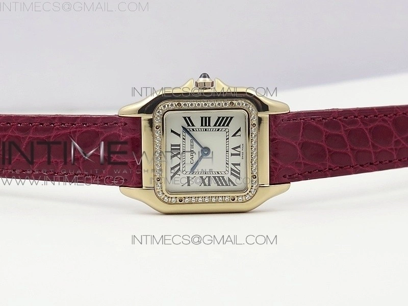 Panthère Secrete Ladies 27mm RG 8848F 1:1 Best Edition White Dial Diamonds Bezel on Red Croco Strap Ronda Quartz