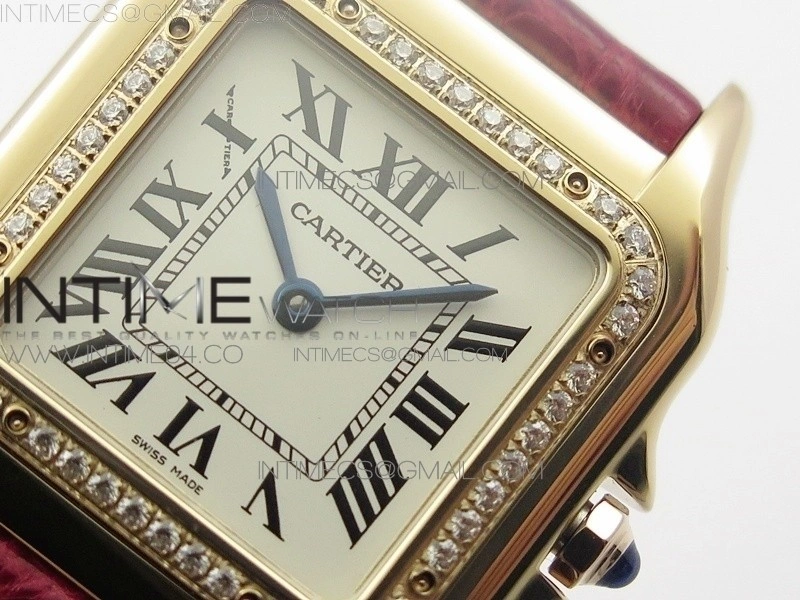 Panthère Secrete Ladies 27mm RG 8848F 1:1 Best Edition White Dial Diamonds Bezel on Red Croco Strap Ronda Quartz