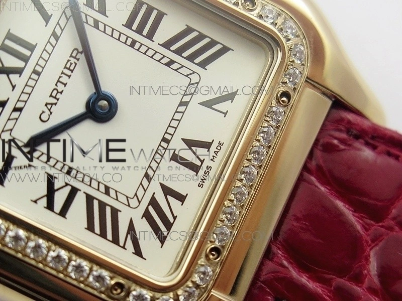 Panthère Secrete Ladies 27mm RG 8848F 1:1 Best Edition White Dial Diamonds Bezel on Red Croco Strap Ronda Quartz