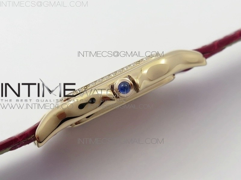 Panthère Secrete Ladies 27mm RG 8848F 1:1 Best Edition White Dial Diamonds Bezel on Red Croco Strap Ronda Quartz