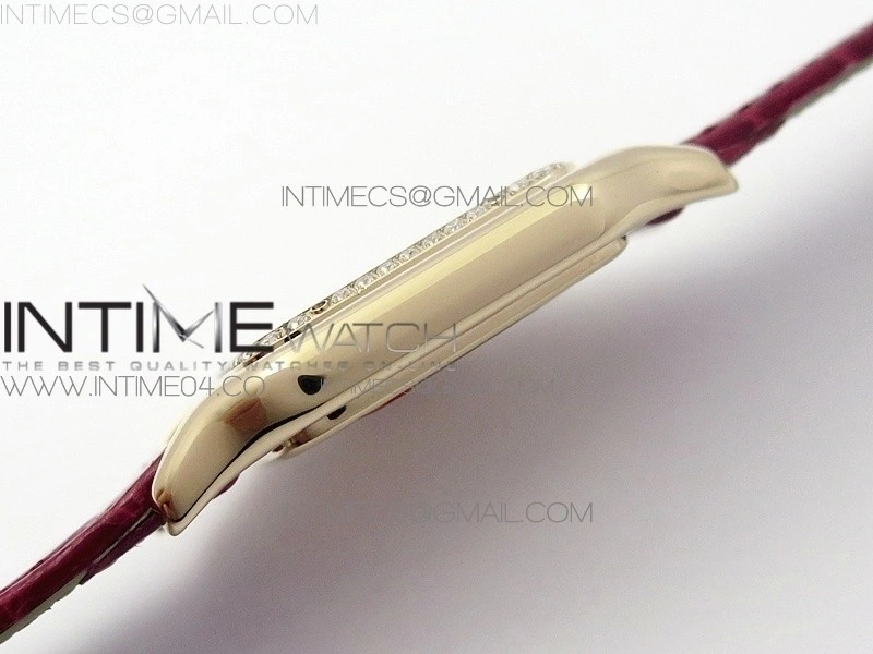 Panthère Secrete Ladies 27mm RG 8848F 1:1 Best Edition White Dial Diamonds Bezel on Red Croco Strap Ronda Quartz