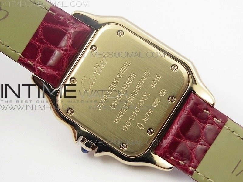 Panthère Secrete Ladies 27mm RG 8848F 1:1 Best Edition White Dial Diamonds Bezel on Red Croco Strap Ronda Quartz