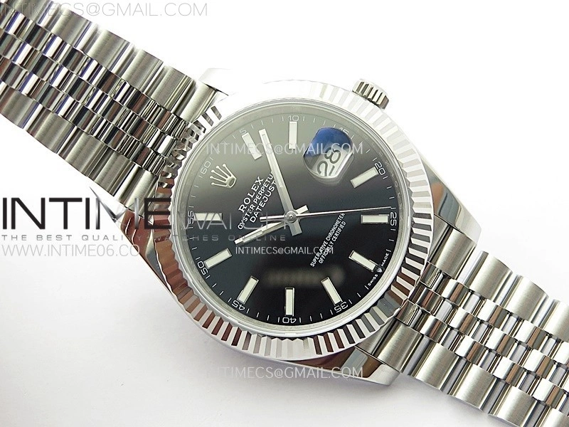 DateJust 41mm 126334 904 SS ARF 1:1 Best Edition Black Dial Sticks Markers on Jubilee Bracelet SH3235
