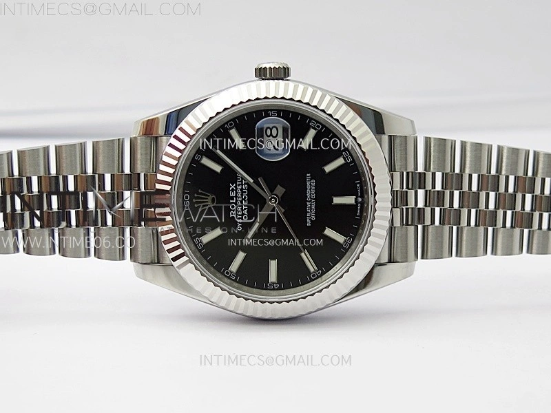 DateJust 41mm 126334 904 SS ARF 1:1 Best Edition Black Dial Sticks Markers on Jubilee Bracelet SH3235