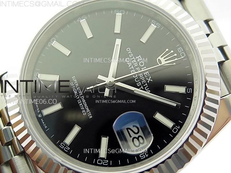 DateJust 41mm 126334 904 SS ARF 1:1 Best Edition Black Dial Sticks Markers on Jubilee Bracelet SH3235