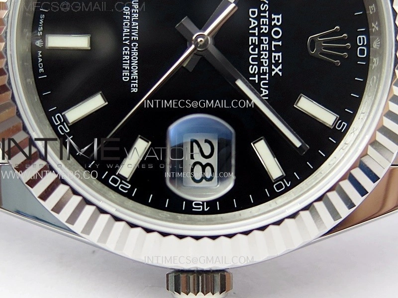 DateJust 41mm 126334 904 SS ARF 1:1 Best Edition Black Dial Sticks Markers on Jubilee Bracelet SH3235