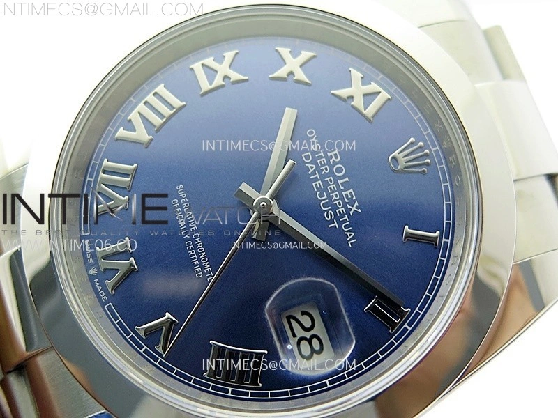 DateJust 41mm 126300 904 SS AR+F V2 1:1 Best Edition Blue Dial Roman Markers on Oyster Bracelet DD3235