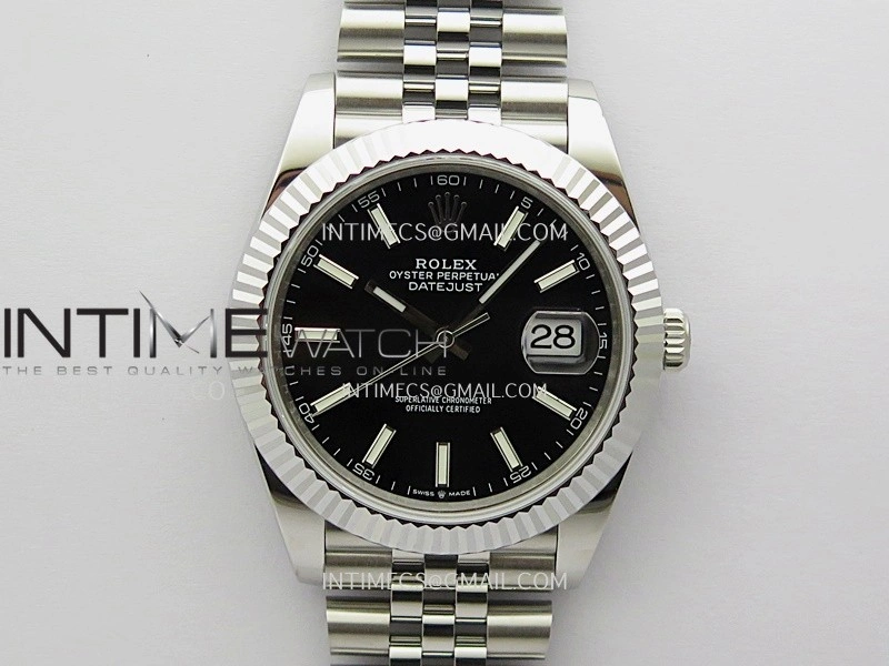 DateJust 41mm 126334 904 SS QF V2 1:1 Best Edition Black Dial Stick Marker On Jubilee Bracelet SH3235