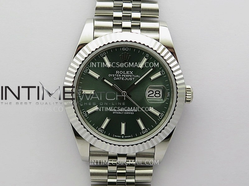 DateJust 41mm 126334 904 SS QF V2 1:1 Best Edition Green Dial Stick Marker On Jubilee Bracelet SH3235