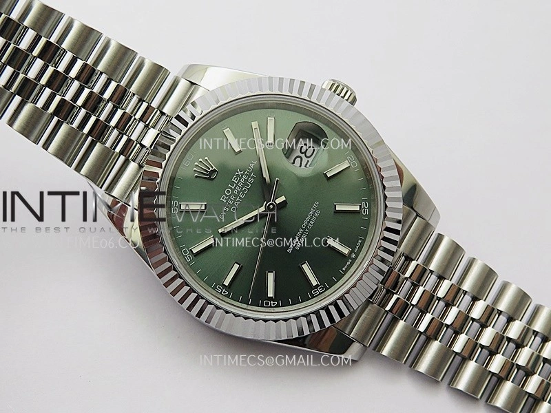 DateJust 41mm 126334 904 SS QF V2 1:1 Best Edition Green Dial Stick Marker On Jubilee Bracelet SH3235