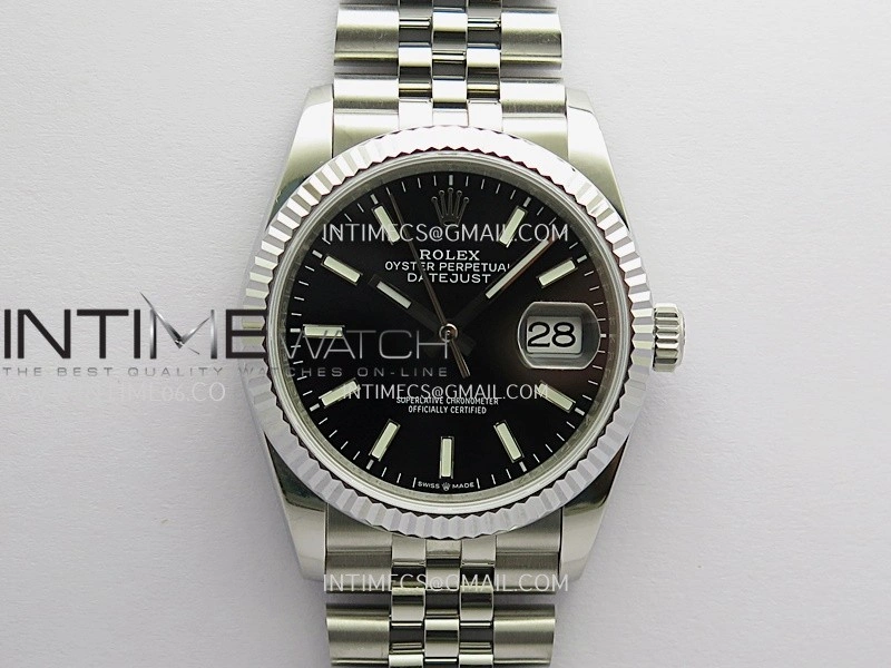DateJust 36mm 126234 904 SS V2 QF 1:1 Best Edition Black Dial Stick Marker On Jubilee Bracelet SH3235