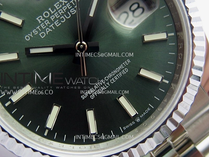 DateJust 36mm 126234 904 SS V2 QF 1:1 Best Edition Green Dial Stick Marker On Jubilee Bracelet SH3235