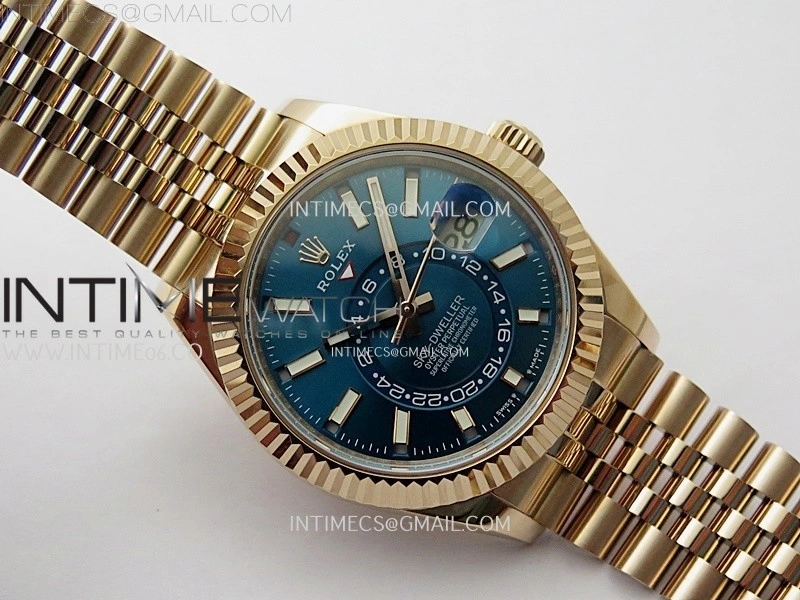 Sky-Dweller 326935 904L RG Noob 1:1 Best Edition Blue Dial on RG Jubilee Bracelet Asian 23J to 9001