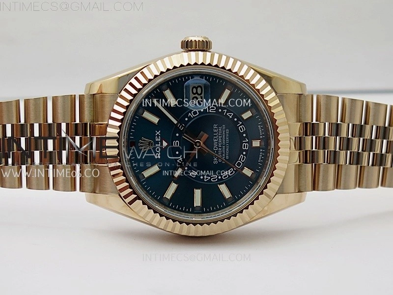 Sky-Dweller 326935 904L RG Noob 1:1 Best Edition Blue Dial on RG Jubilee Bracelet Asian 23J to 9001