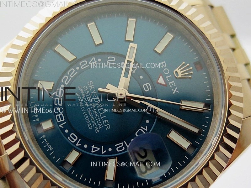 Sky-Dweller 326935 904L RG Noob 1:1 Best Edition Blue Dial on RG Jubilee Bracelet Asian 23J to 9001
