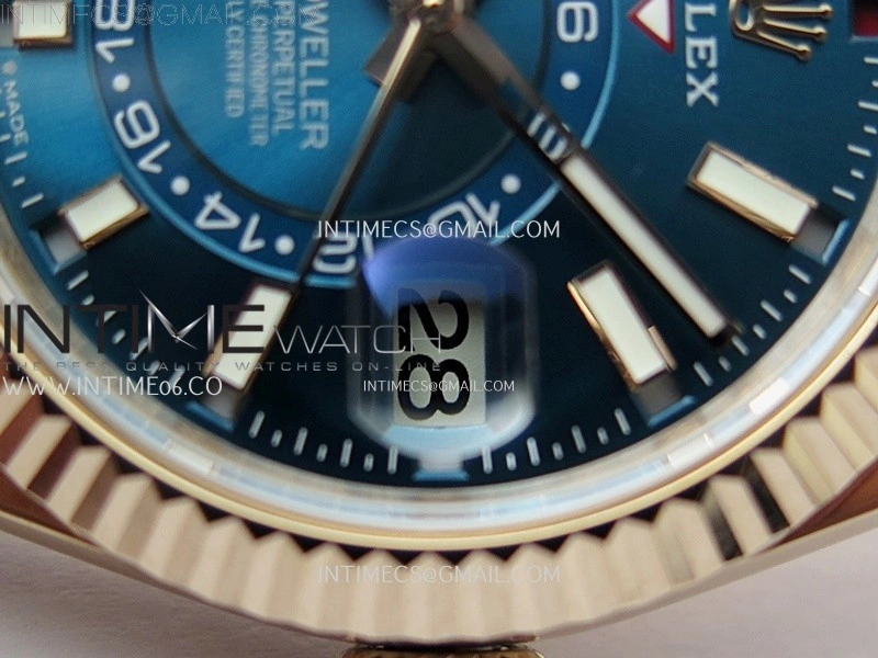 Sky-Dweller 326935 904L RG Noob 1:1 Best Edition Blue Dial on RG Jubilee Bracelet Asian 23J to 9001