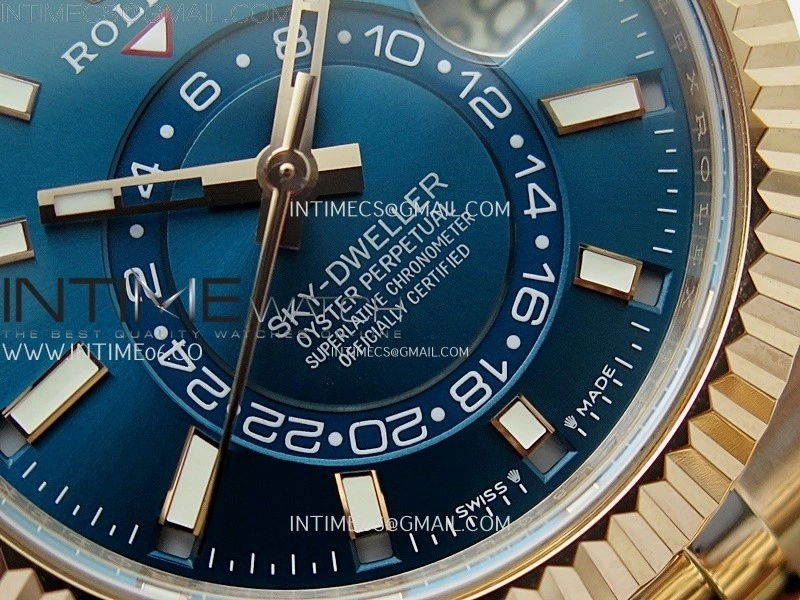 Sky-Dweller 326935 904L RG Noob 1:1 Best Edition Blue Dial on RG Jubilee Bracelet Asian 23J to 9001