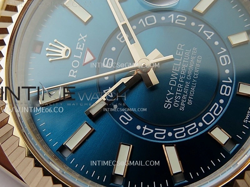 Sky-Dweller 326935 904L RG Noob 1:1 Best Edition Blue Dial on RG Jubilee Bracelet Asian 23J to 9001