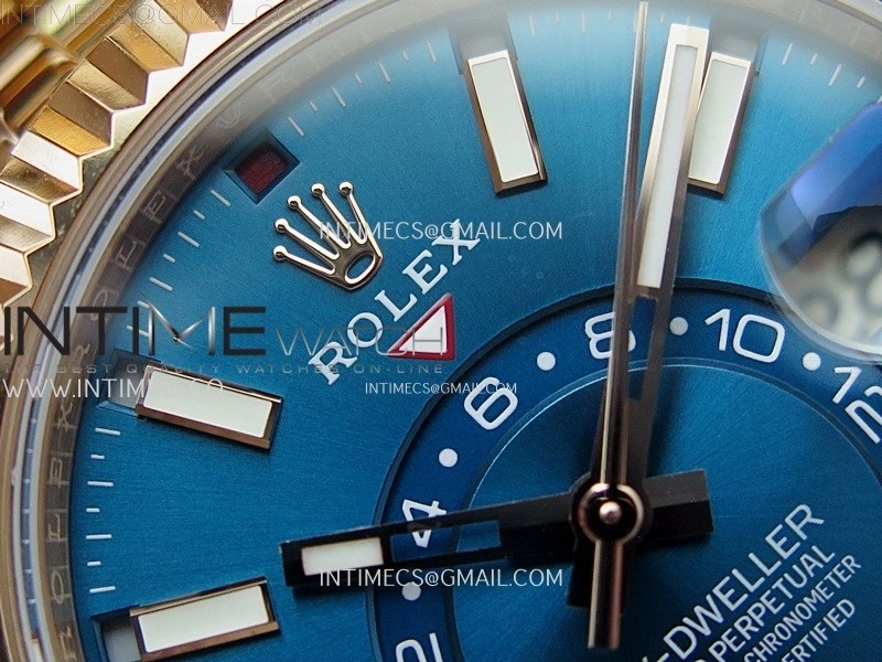 Sky-Dweller 326935 904L RG Noob 1:1 Best Edition Blue Dial on RG Jubilee Bracelet Asian 23J to 9001