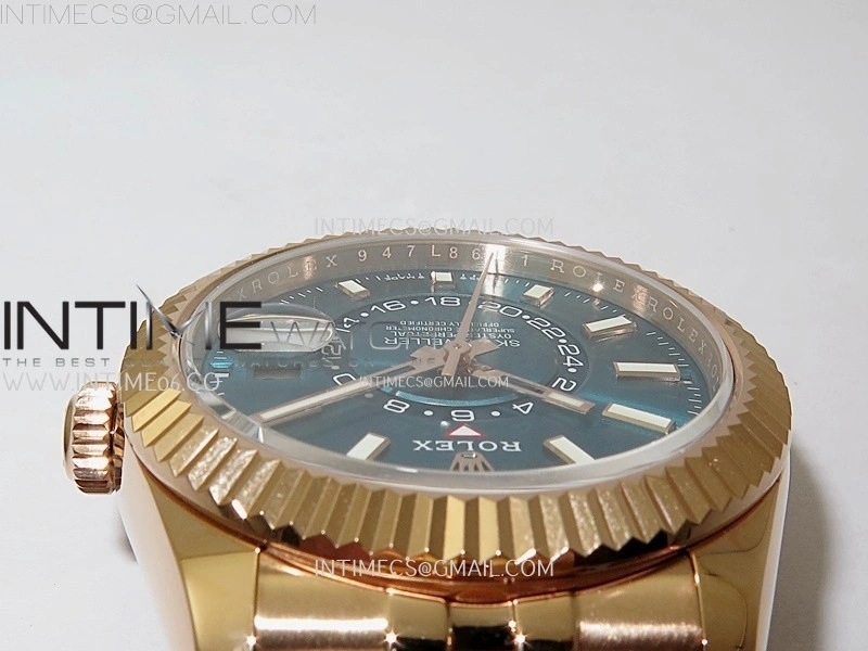 Sky-Dweller 326935 904L RG Noob 1:1 Best Edition Blue Dial on RG Jubilee Bracelet Asian 23J to 9001