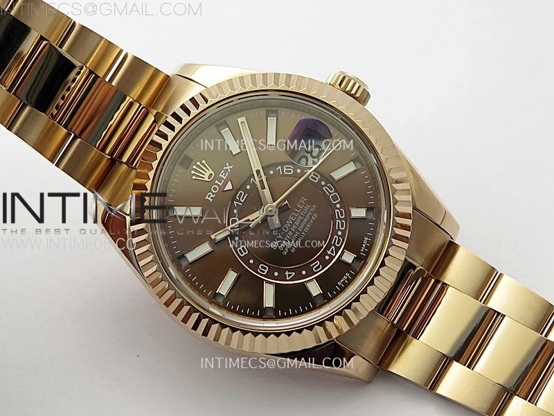 Sky-Dweller 326935 904L RG Noob 1:1 Best Edition Brown Dial on SS Oyster Bracelet Asian 23J to 9001