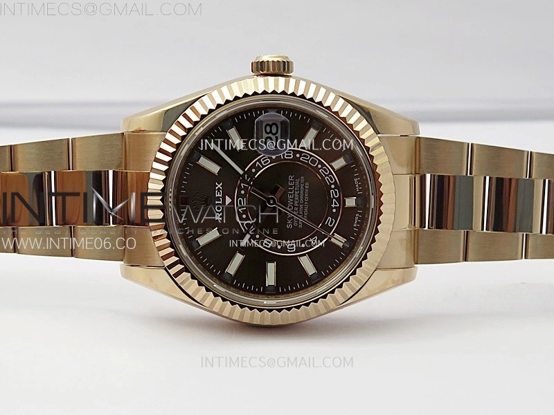 Sky-Dweller 326935 904L RG Noob 1:1 Best Edition Brown Dial on SS Oyster Bracelet Asian 23J to 9001