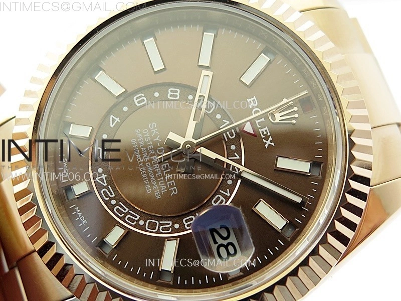 Sky-Dweller 326935 904L RG Noob 1:1 Best Edition Brown Dial on SS Oyster Bracelet Asian 23J to 9001