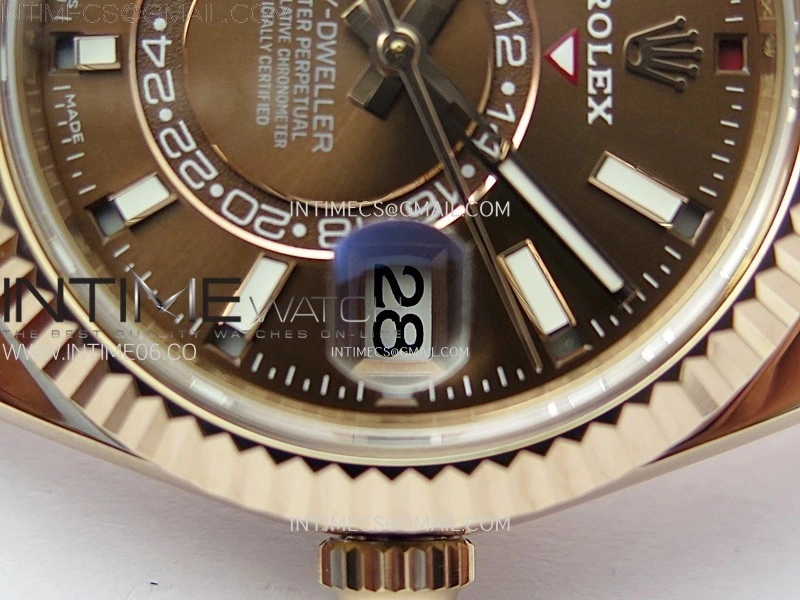 Sky-Dweller 326935 904L RG Noob 1:1 Best Edition Brown Dial on SS Oyster Bracelet Asian 23J to 9001