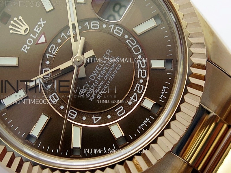 Sky-Dweller 326935 904L RG Noob 1:1 Best Edition Brown Dial on SS Oyster Bracelet Asian 23J to 9001