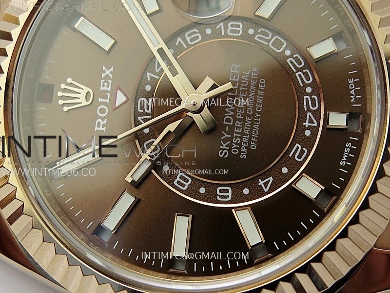 Sky-Dweller 326935 904L RG Noob 1:1 Best Edition Brown Dial on SS Oyster Bracelet Asian 23J to 9001