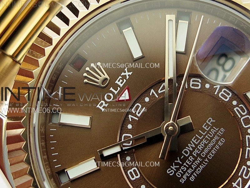Sky-Dweller 326935 904L RG Noob 1:1 Best Edition Brown Dial on SS Oyster Bracelet Asian 23J to 9001